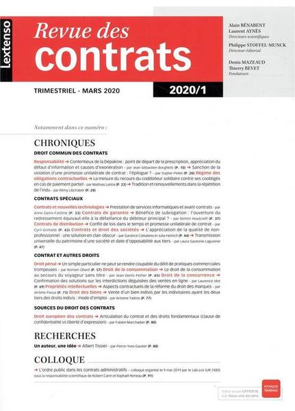 Revue des Contrats N.2020/1