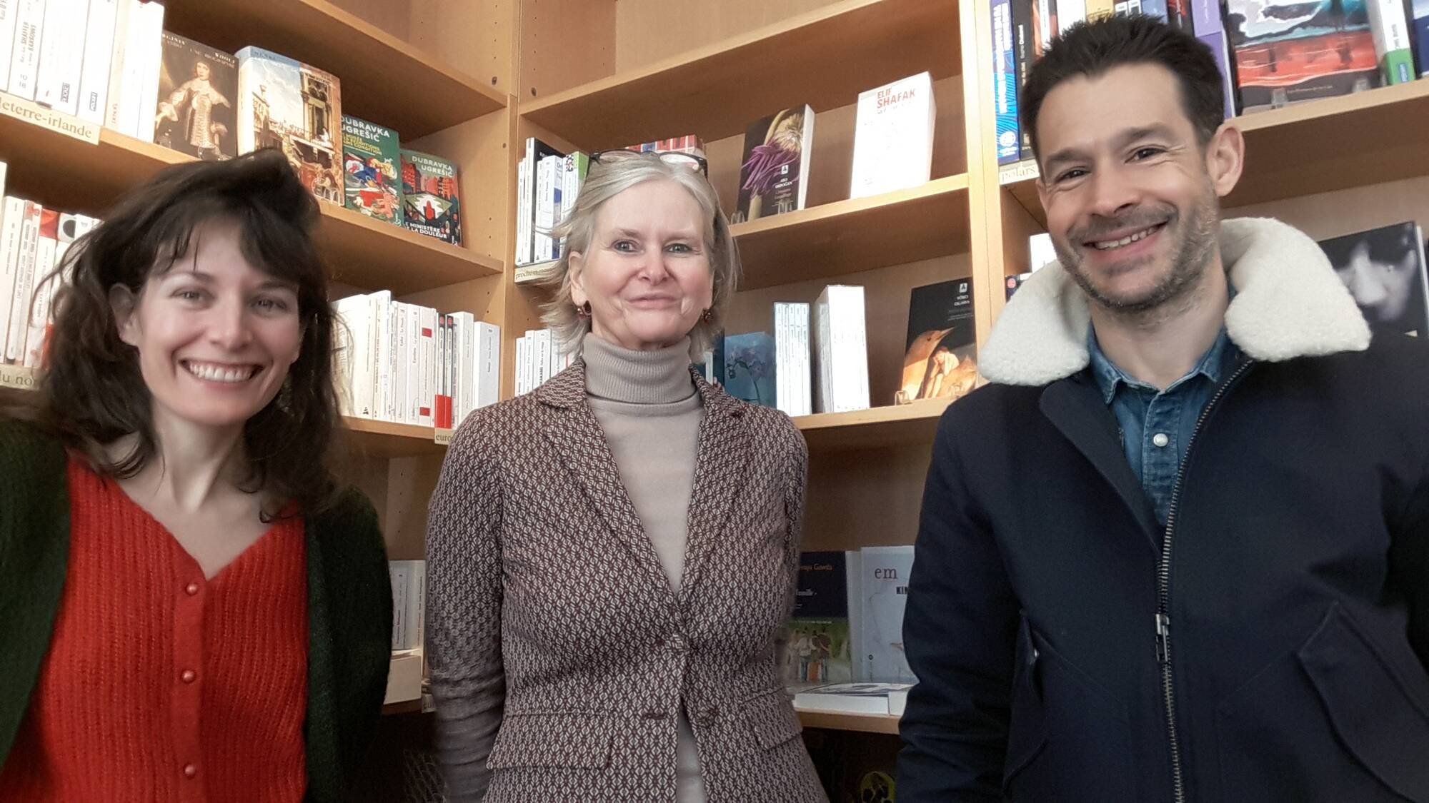 Florian Eglin en visite chez les libraires Véronique Rossier et Elise Pernet.