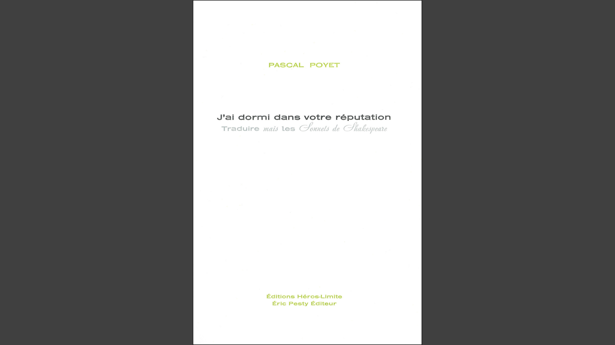 Couverture du livre de Pascal Poyet